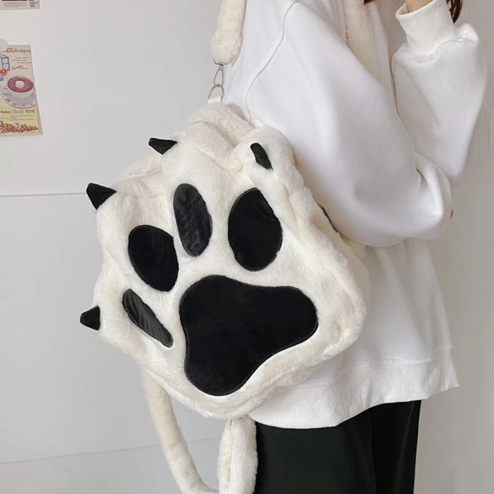 Cute Plush Cat Claw Backpack Pastel Kitten