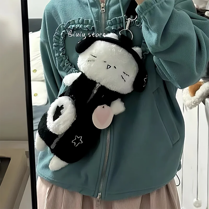 Kawaii Plush Headphone Cat Sling Bag Pastel Kitten