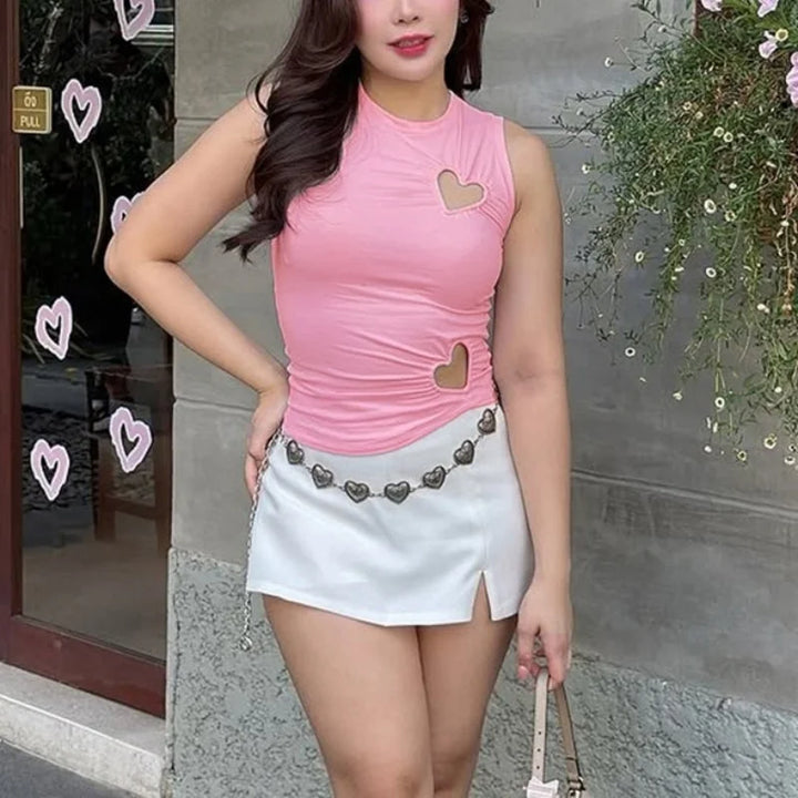 Cute Casual Sleeveless T-Shirt Pastel Kitten