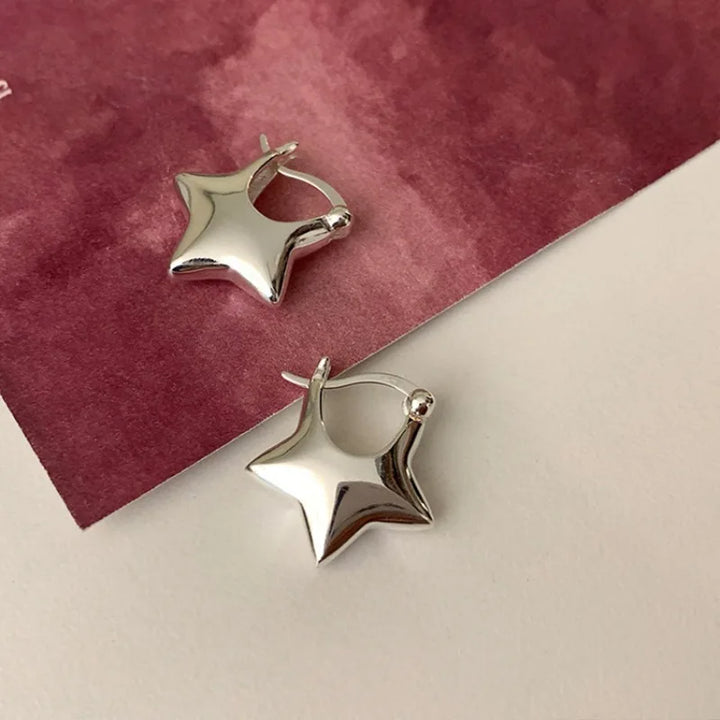 Y2K Metal Star Earrings Pastel Kitten