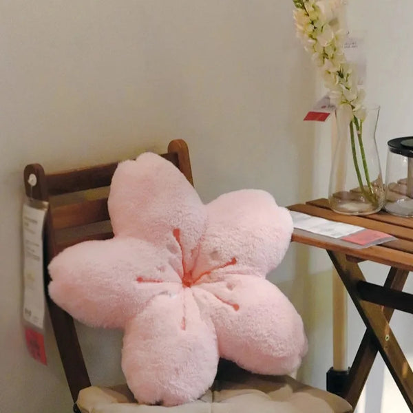 Kawaii Cherry Blossom Plush Pillow Pastel Kitten