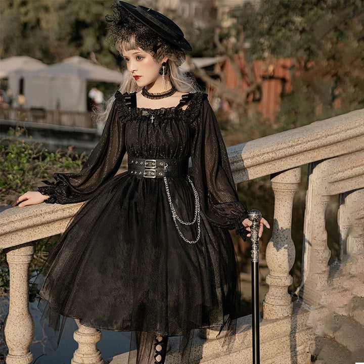 Gothic Lolita Long Sleeve Dress Pastel Kitten