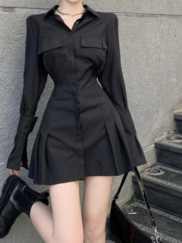 Elegant Gothic Shirt Dress Pastel Kitten