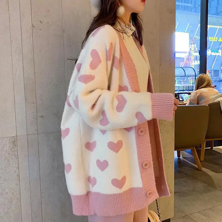 Korean Cute Loose Cardigan Pastel Kitten