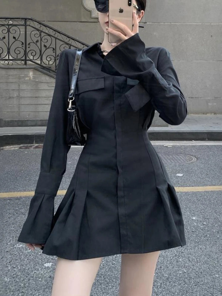 Elegant Gothic Shirt Dress Pastel Kitten