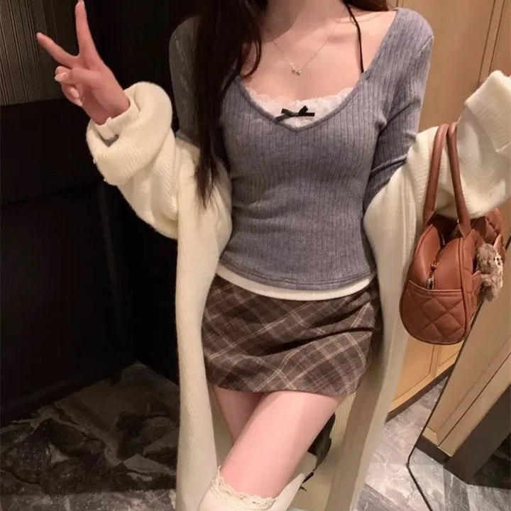 Korean Style Skinny Top Pastel Kitten