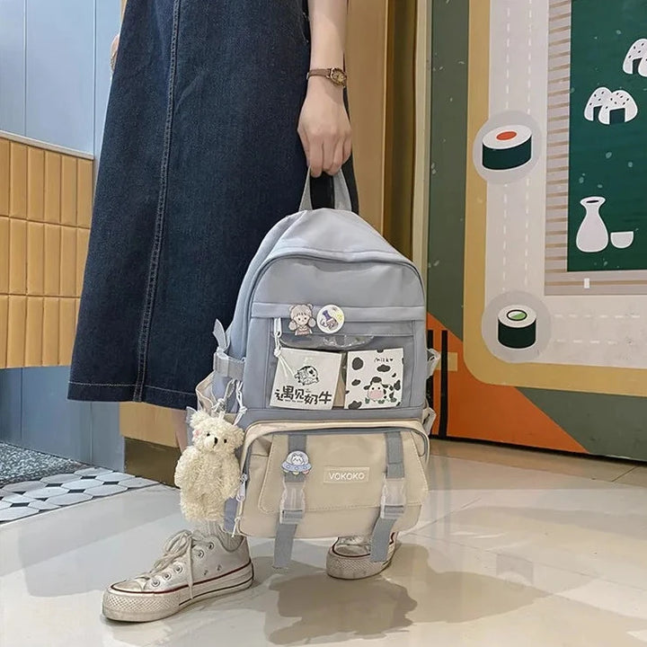 Kawaii Waterproof Laptop Backpack Pastel Kitten