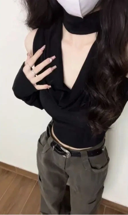 Gothic E-girl Slim Longsleeve Shirt Pastel Kitten