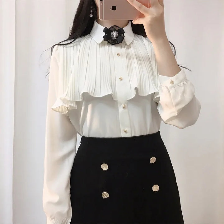 Korean Cute Preppy Blouse Pastel Kitten