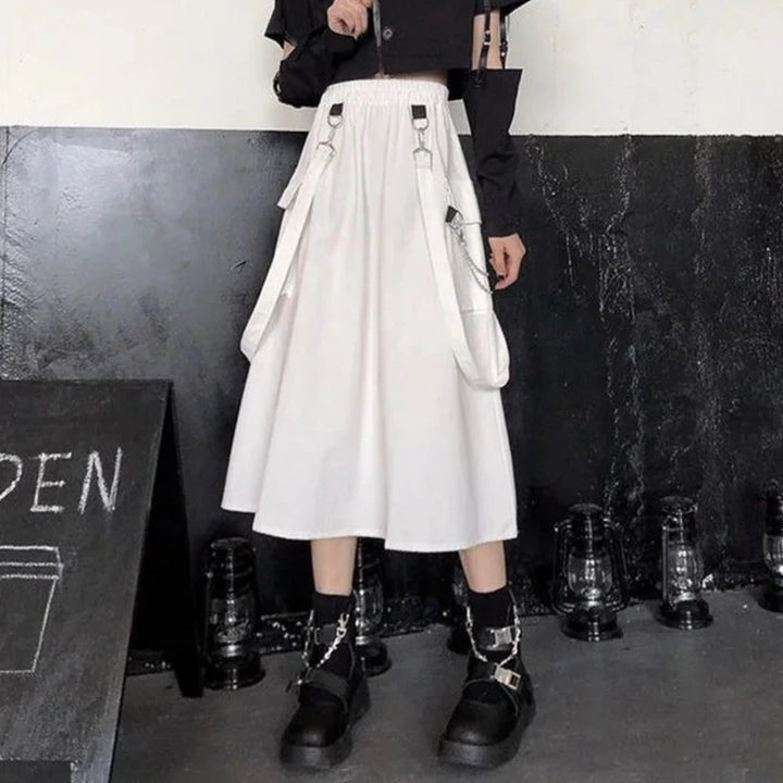 Techwear Retro Long Skirt Pastel Kitten