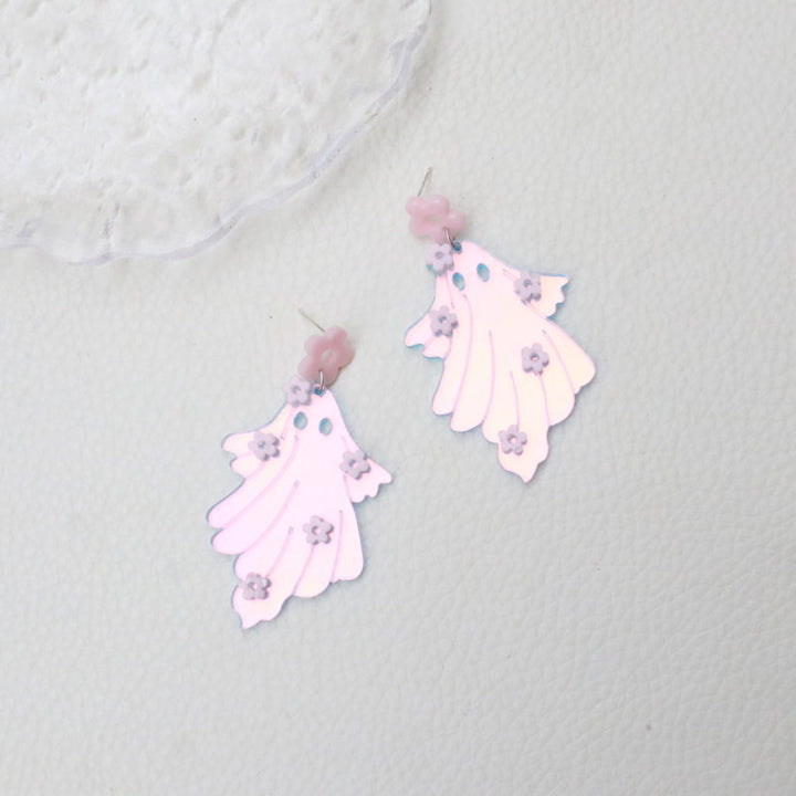 Kawaii Ghost Transparent Earrings Pastel Kitten