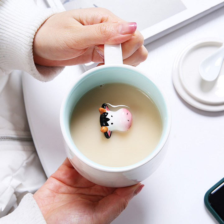 Cute Animal Ceramic Mugs Pastel Kitten