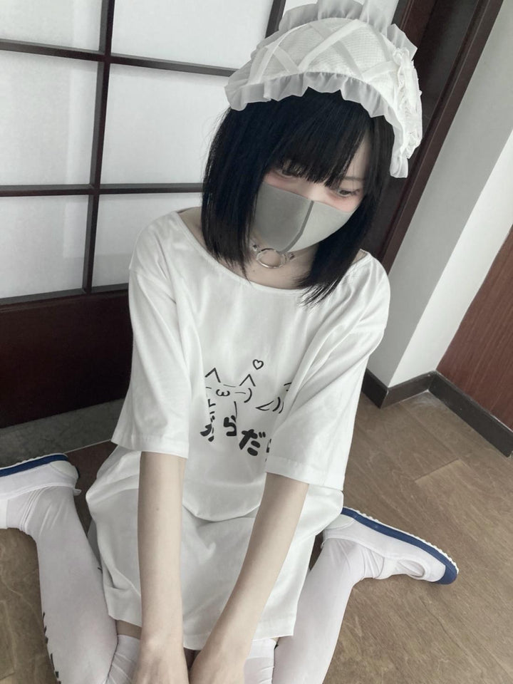 Aesthetic Summer Japanese T-shirt Pastel Kitten