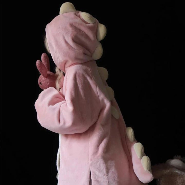 Cute Hooded Dinosaur Sweater Pastel Kitten