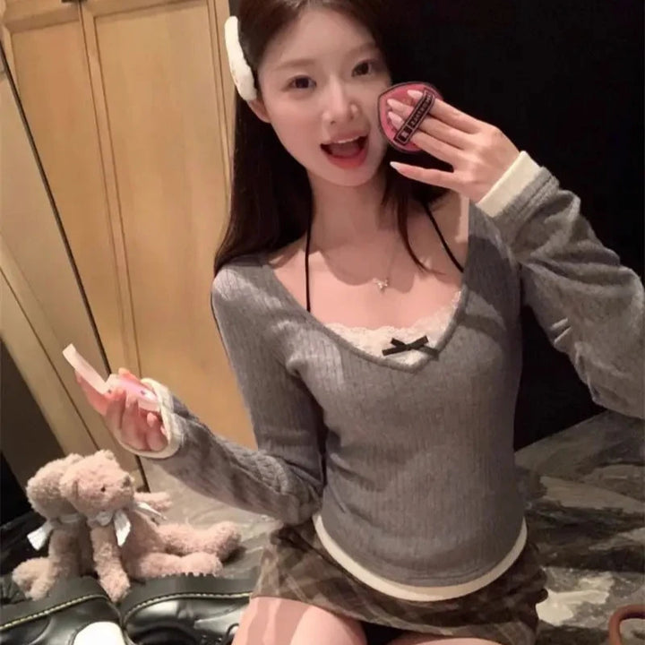 Korean Style Skinny Top Pastel Kitten