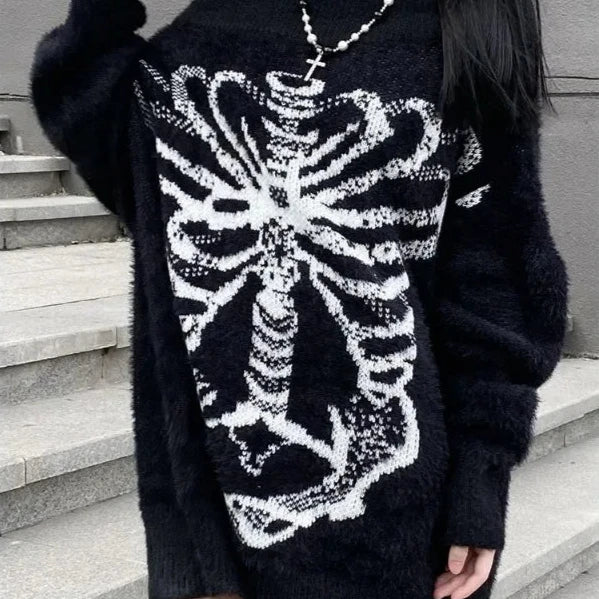 Y2K Gothic Off-Shoulder Sweater Pastel Kitten