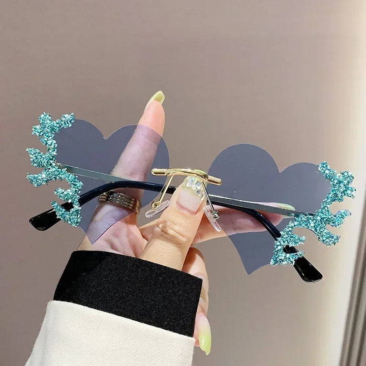 Cute Luxury Rimless Sunglasses Pastel Kitten