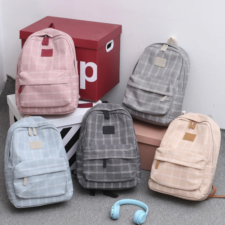 Casual Striped School Backpack Pastel Kitten