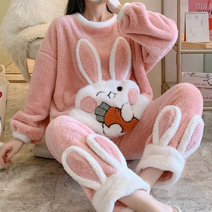 Cute Bunny Warm Pajamas Pastel Kitten