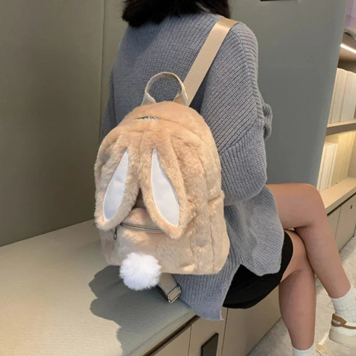 Cute Plush Bunny Backpack Pastel Kitten