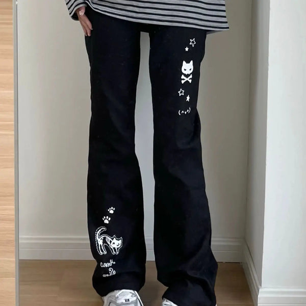 Dark Y2K Japanese Pants Pastel Kitten