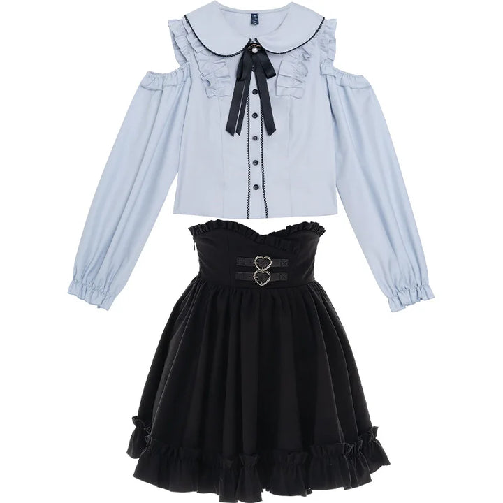 Pastel Gothic Lolita Outfit Set - Shirt & Skirt Pastel Kitten