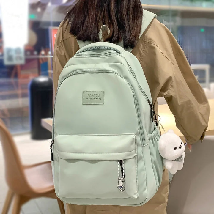 Cute Waterproof College Backpack Pastel Kitten