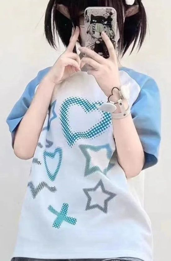 Maglietta Goth Estiva Donna Y2K - Stile Harajuku, Stampa Anime, Top Casual Morbido