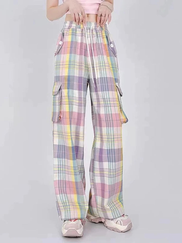 Cute Y2K Baggy Cargo Pants Pastel Kitten