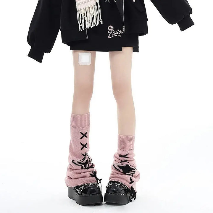 Y2K Cute Japanese Leg Warmers Pastel Kitten