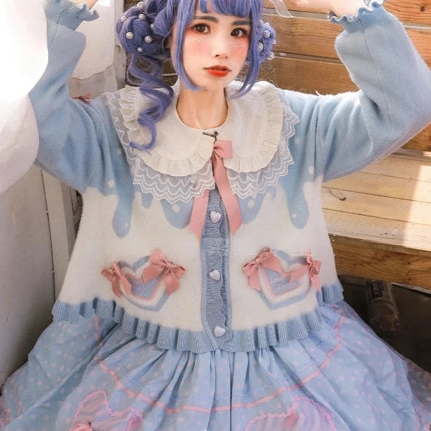 Japanese Lolita Knit Cardigan Pastel Kitten