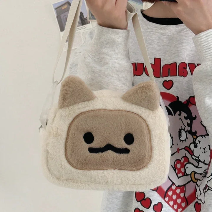 Kawaii Plush Cat Shoulder Bag Pastel Kitten