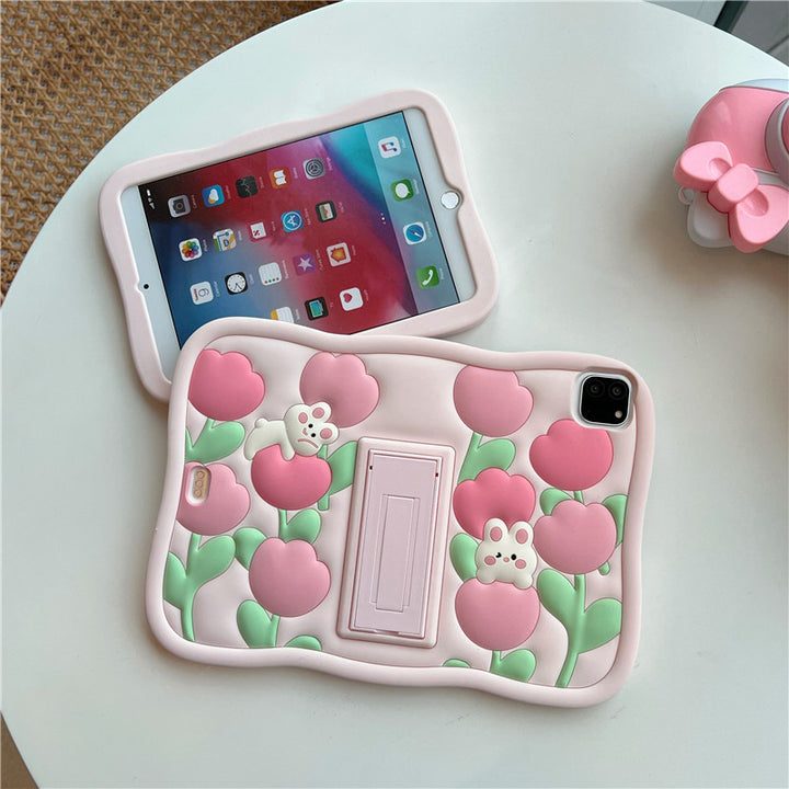 Flower Rabbit iPad Case Pastel Kitten