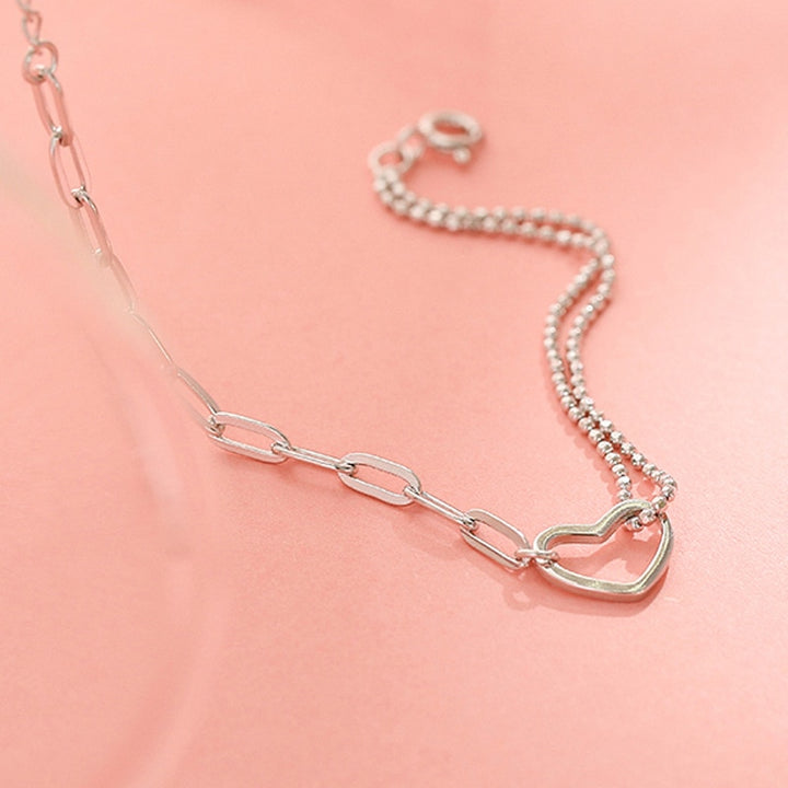 Silver Heart Chain Bracelet Pastel Kitten