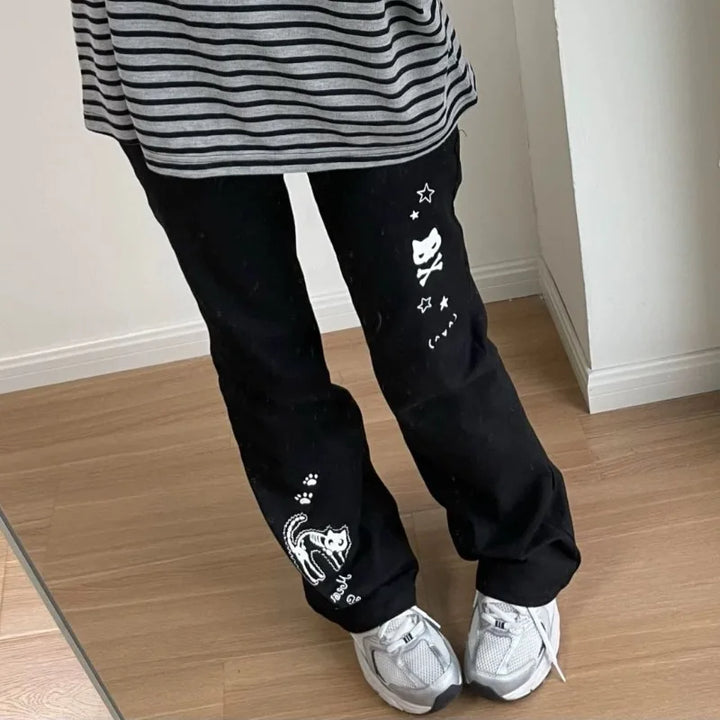 Dark Y2K Japanese Pants Pastel Kitten