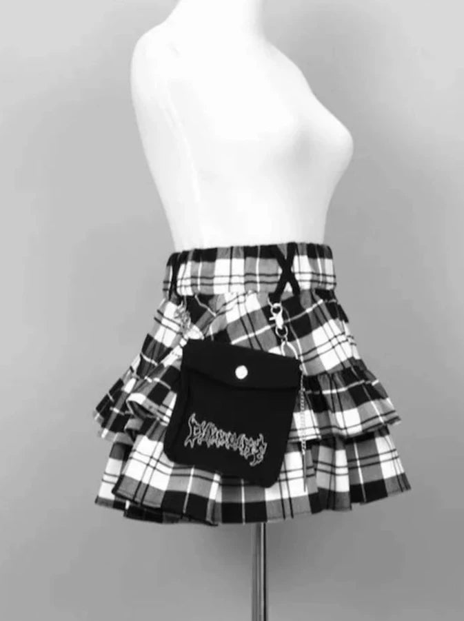 Harajuku Anime School Girl Plaid Mini Skirt Pastel Kitten