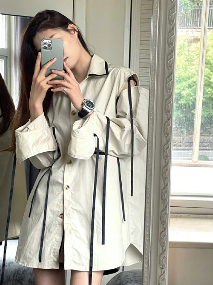 Korean Chic Oversized Shirt Pastel Kitten