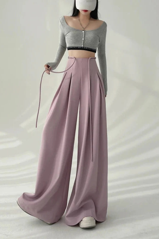 Korean High Waist Wide Pants Pastel Kitten