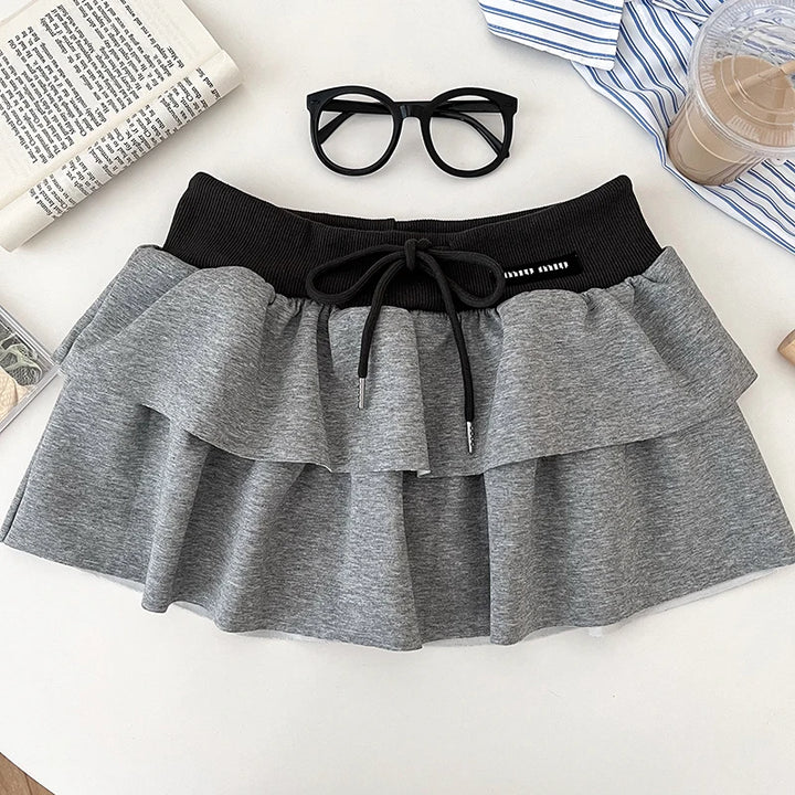 Elastic High Waist Mini Skirt Pastel Kitten