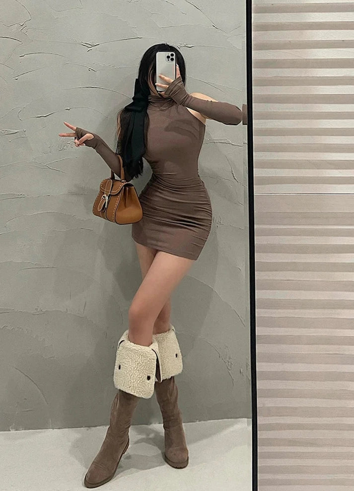 Tight Elegant Mini Dress Pastel Kitten