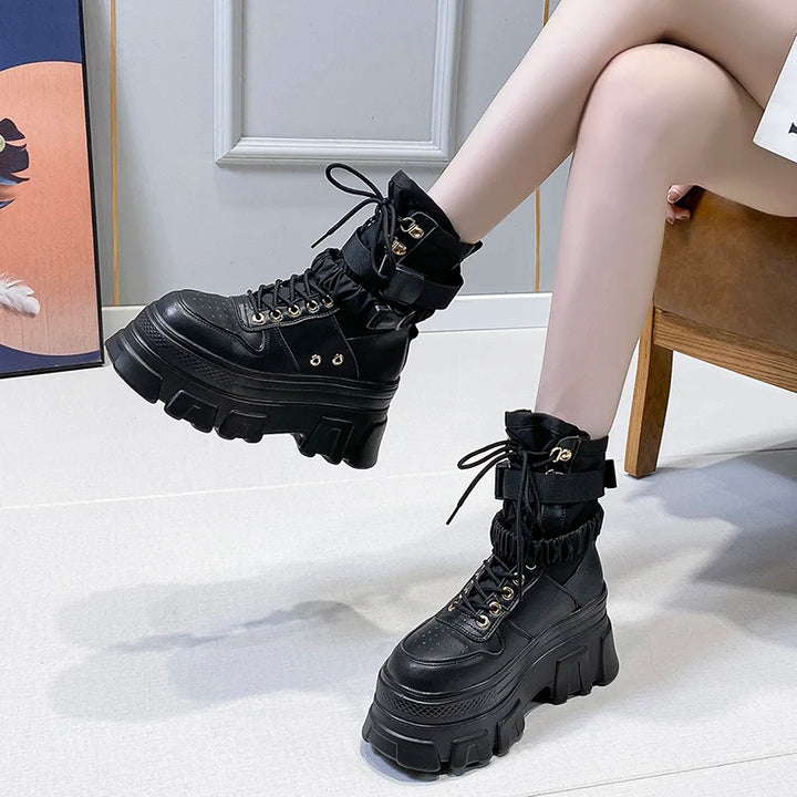 Punk Platform Motorcycle Boots Pastel Kitten