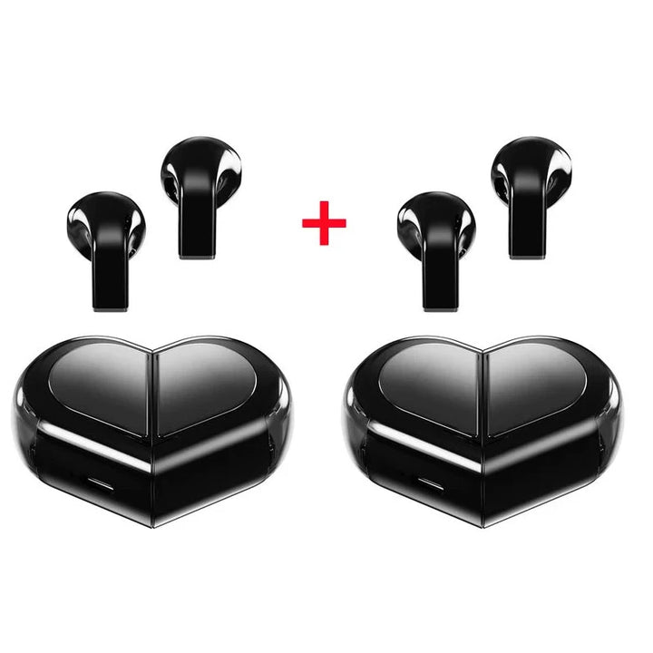 Cute Heart Shaped Wireless Earbuds Pastel Kitten