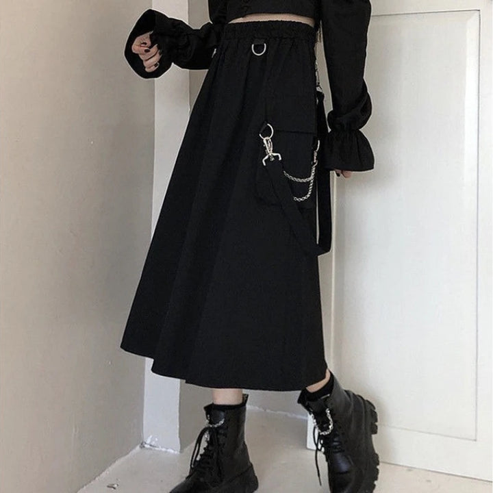 Techwear Retro Long Skirt Pastel Kitten