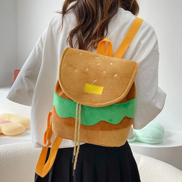 Cute Plush Burger Style Backpack Pastel Kitten