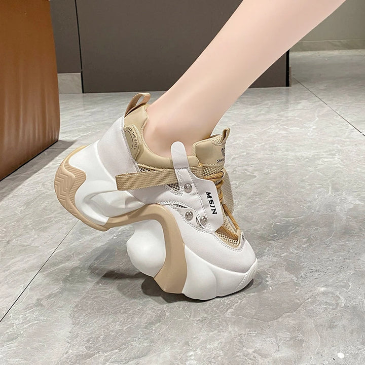 Chunky Mesh Platform Sneakers Pastel Kitten