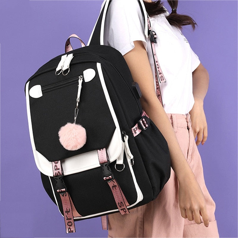 Japanese School Bag Set - Pastel Kitten