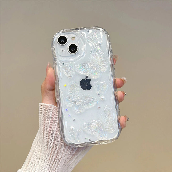 Cute Butterfly Transparent iPhone Case Pastel Kitten