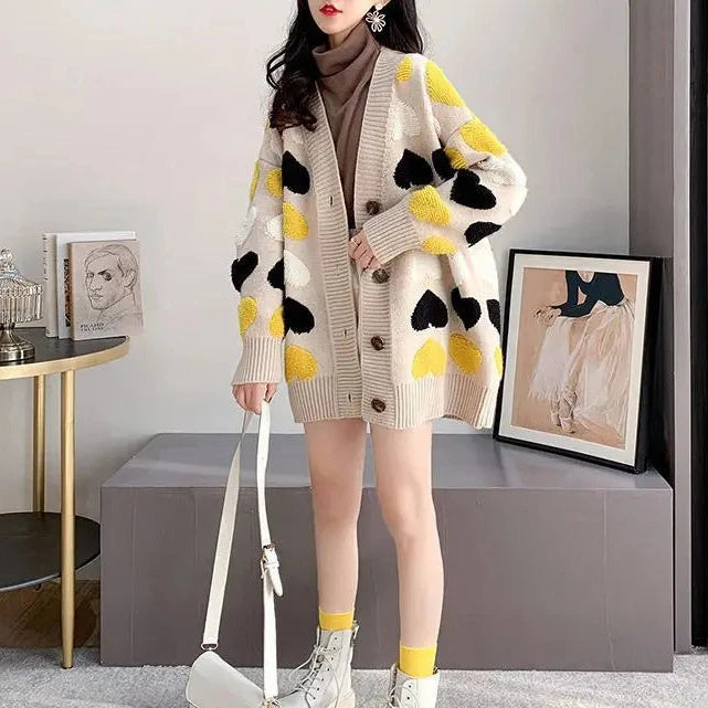 Korean Loose Knit Cardigan Pastel Kitten