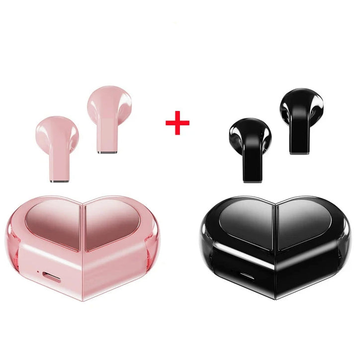 Cute Heart Shaped Wireless Earbuds Pastel Kitten