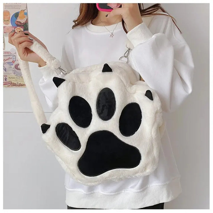 Cute Plush Cat Claw Backpack Pastel Kitten